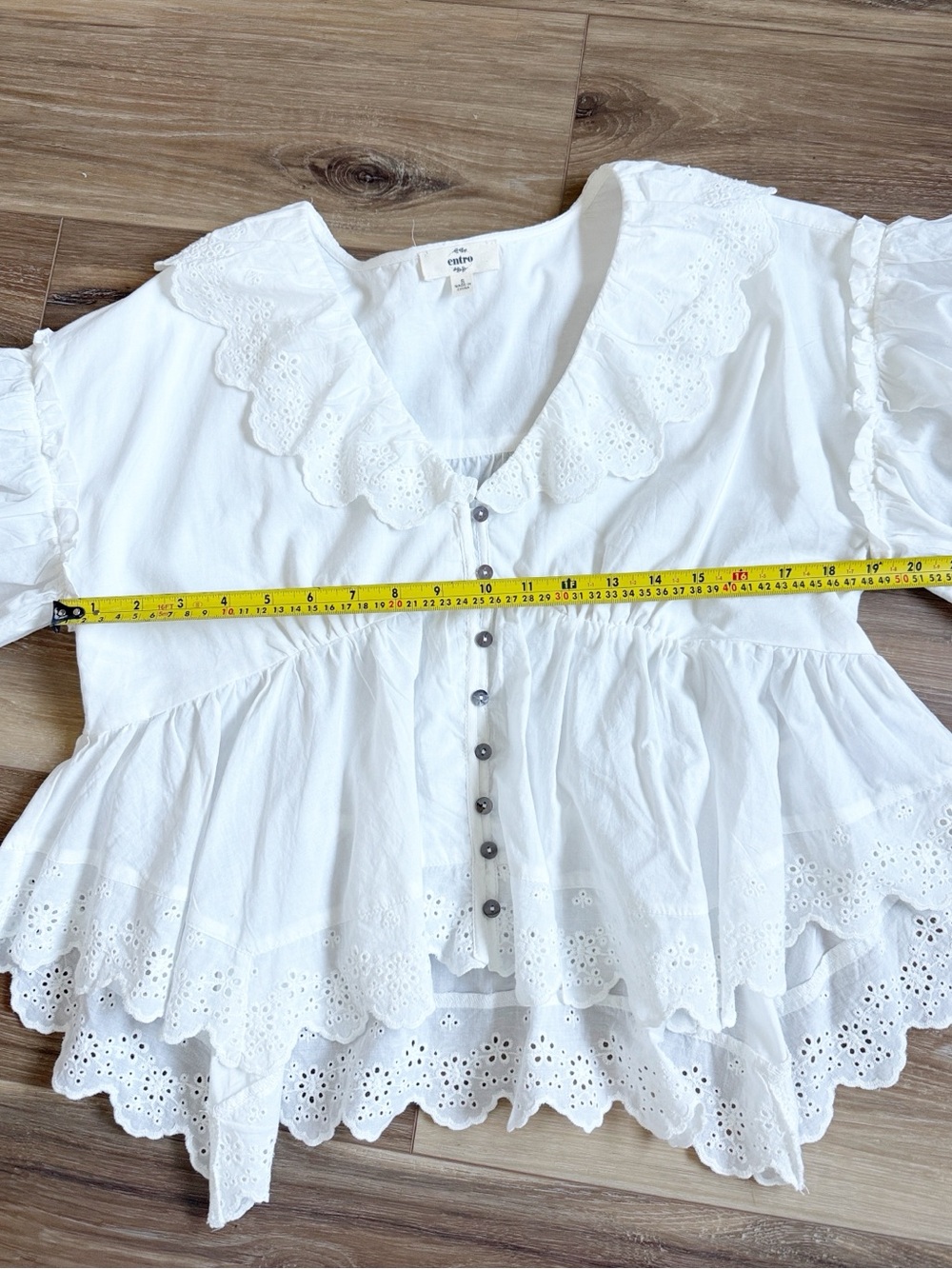 White Eyelet Ruffle Button-Front Top - Picture 5 of 13